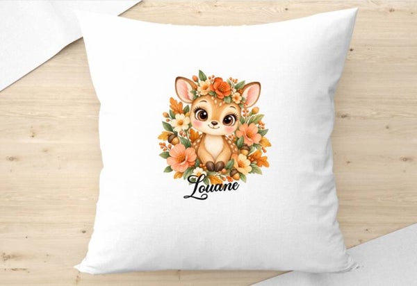coussin "biche kawaï" personnalisé
