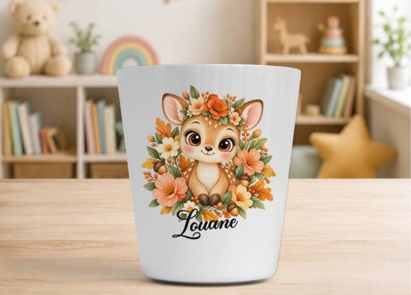 Verre enfant personnalisé 230 ml - biche kawaï
