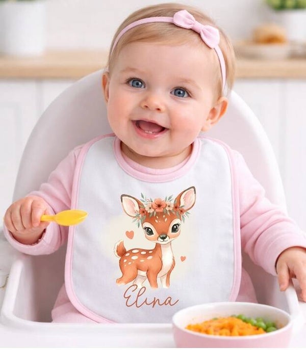 Bavoir personnalisé "biche"