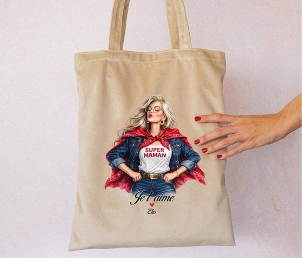 Sac en velours "Super maman"
