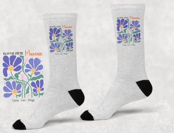 Chaussettes pailletées personnalisées femme "Bonne fête Maman"
