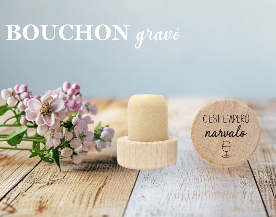 Bouchon de bouteille de vin réutilisable "C'est l'apéro Narvalo"