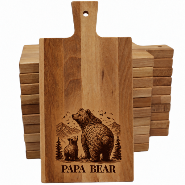 🌳 Planche à découper & apéro en bois de hêtre - Papa bear