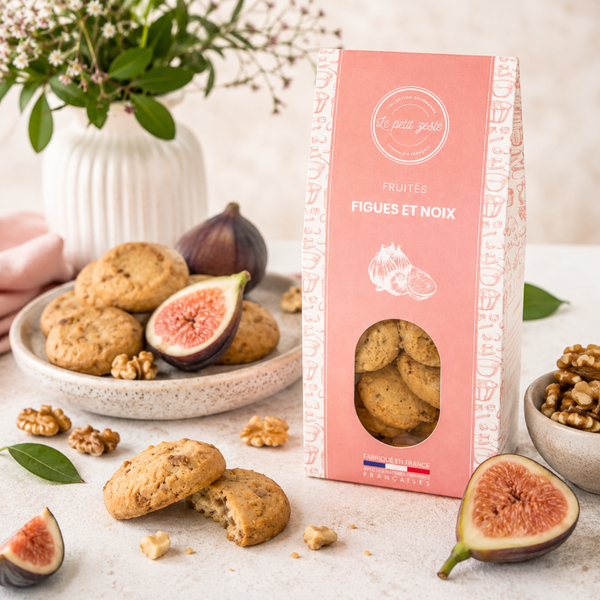 Biscuits Figues BIO & Noix du Périgord – Le Petit Zeste : le sablé qui aime autant le thé… que le foie gras ! 🍪🌰🍷