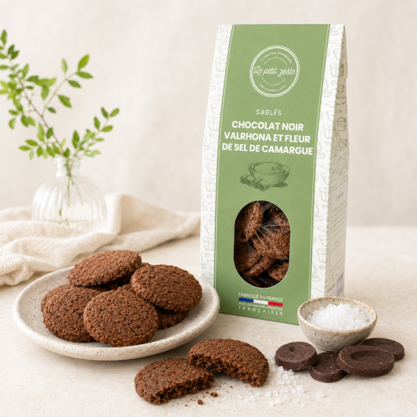 Sablés Chocolat Noir Valrhona & Fleur de Sel de Camargue – Le Petit Zeste : le biscuit qui fait fondre… puis surprend ! 🍫✨