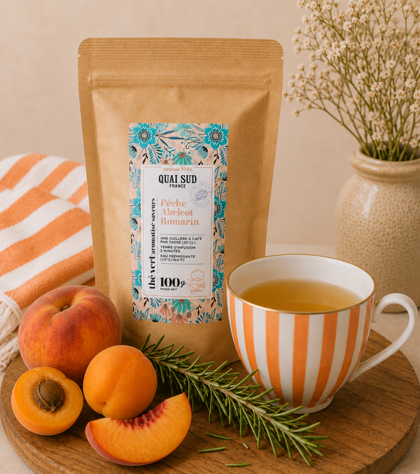 Thé vert pêche abricot et romarin - Sachet 100 g