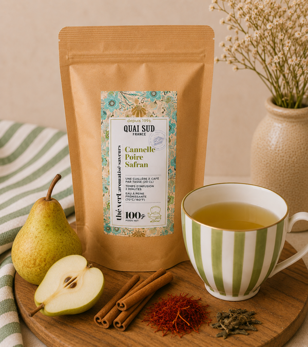 Thé vert poire cannelle safran - Sachet 100 g
