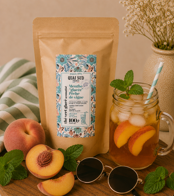 Thé Vert Glacé Pêche De Vigne-Menthe « Glacée » - Sachet 100 g