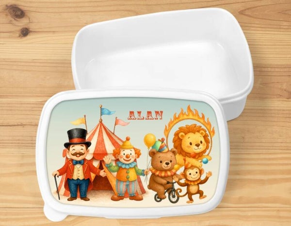 Boîte à goûter "circus" personnalisée, blanche