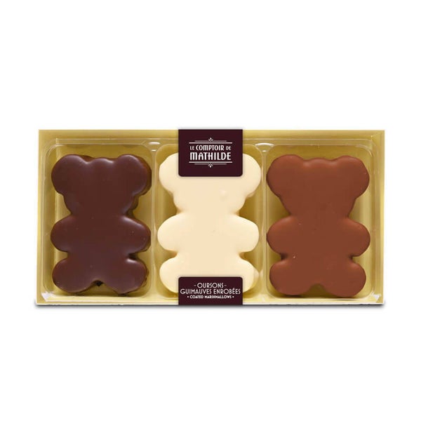 Oursons Guimauve au Chocolat Noir, Lait & Blanc