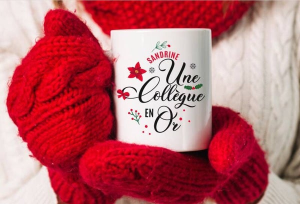 Mug de noël personnalisé "collègue en or"