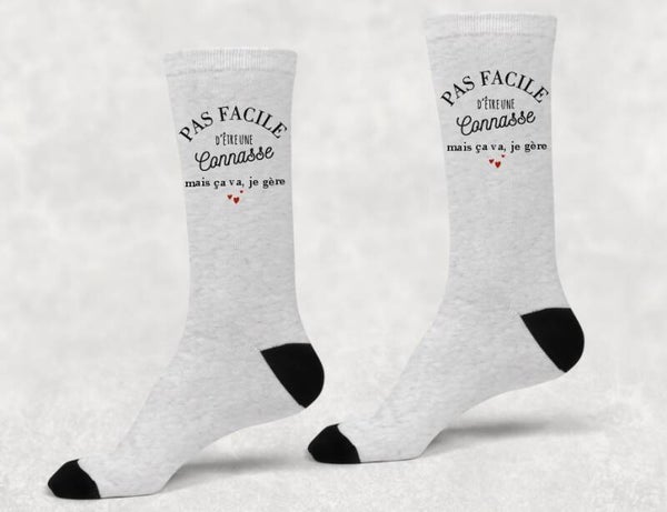 Chaussettes pailletées femme "Connasse"