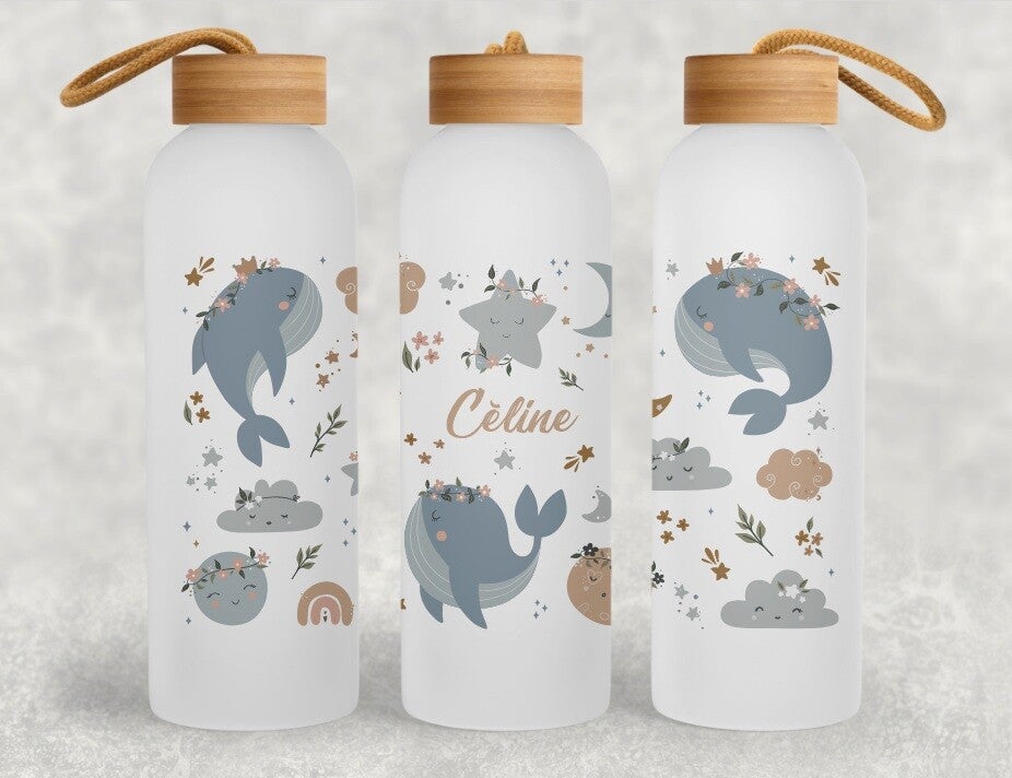 Gourde Blanche en Aluminium 600 ml avec Bouchon en Bambou "doux rêve"