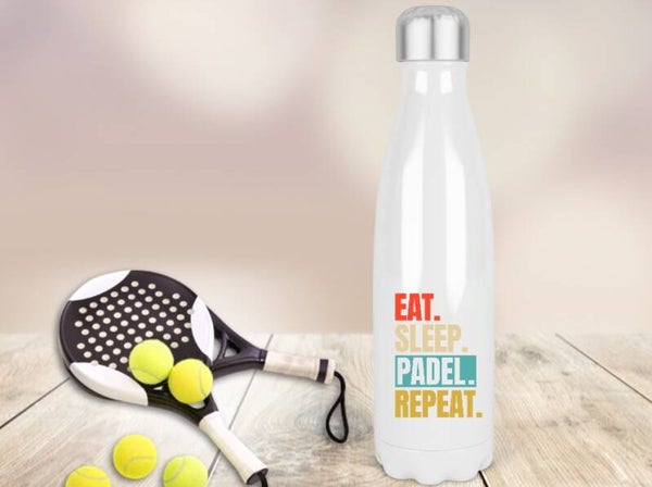 Bouteille isotherme humour "eat, sleep, padel, repeat"