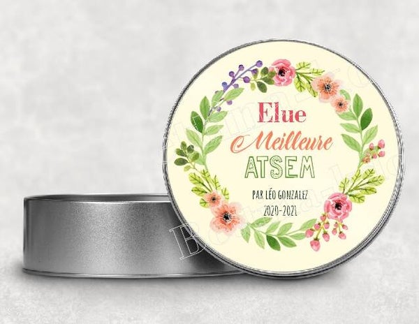 Boîte en métal "Elue meilleure ATSEM" (ou autre)