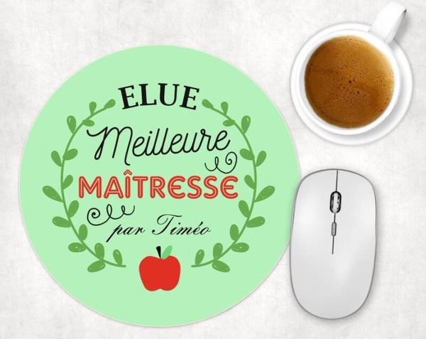 Tapis de souris "élue meilleure maîtresse" personnalisé