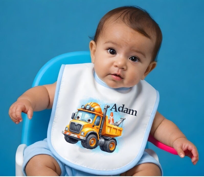 Bavoir personnalisé "engin de chantier"