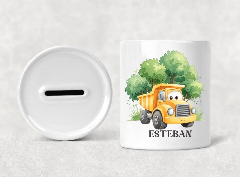 Tirelire personnalisée "engin de chantier"