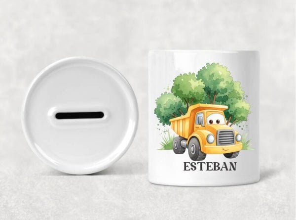 Tirelire personnalisée "engin de chantier"