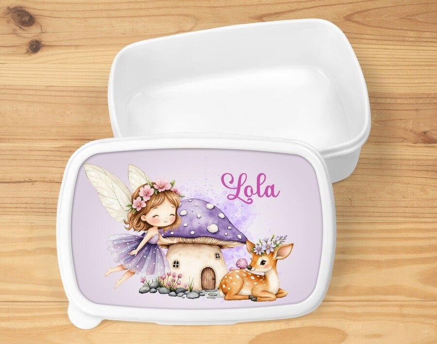 Boîte à goûter "fée" personnalisée, blanche