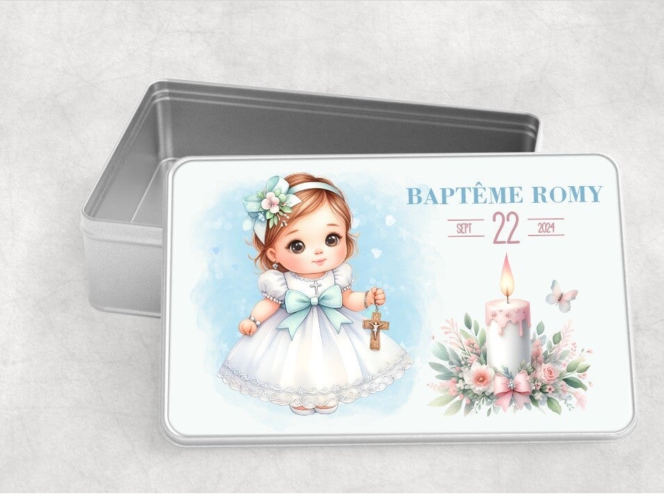 Boîte en métal famille personnalisée spécial baptême
