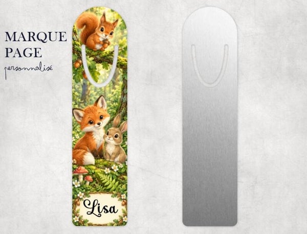 Marque-page enfant personnalisé avec prénom – forêt