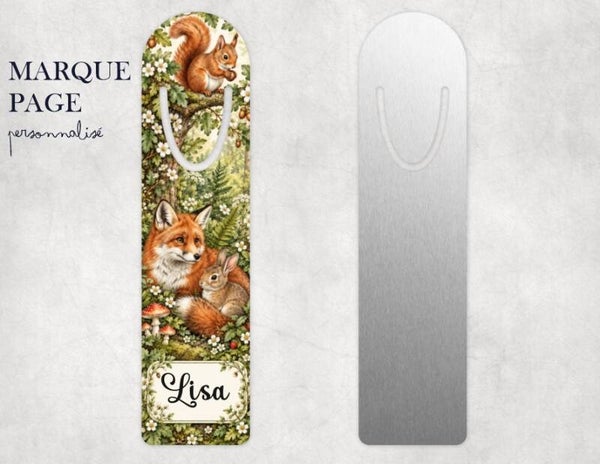 Marque-page enfant personnalisé avec prénom – forêt