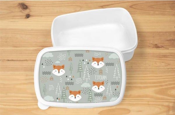Boîte à goûter personnalisée "fox", blanche