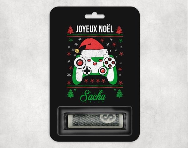 Carte d'argent personnalisé "spécial noël gamer"
