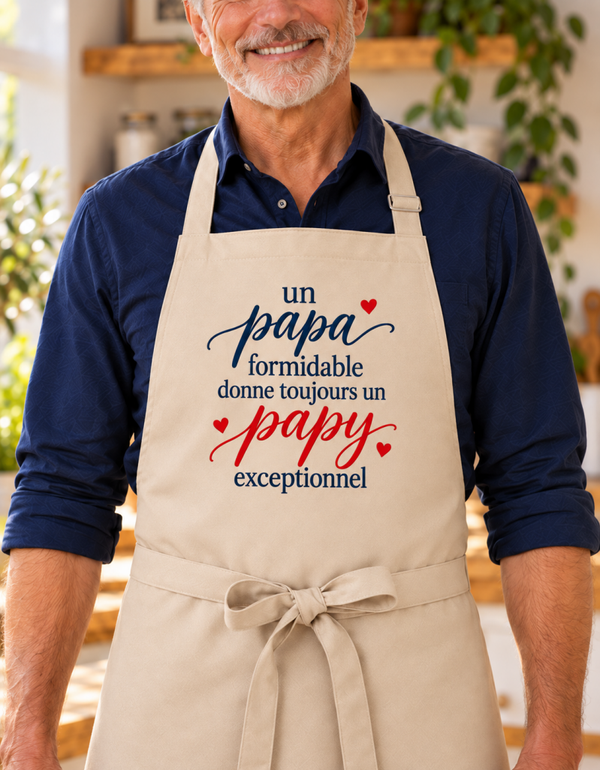 Tablier de cuisine personnalisé "Papa et Papy"