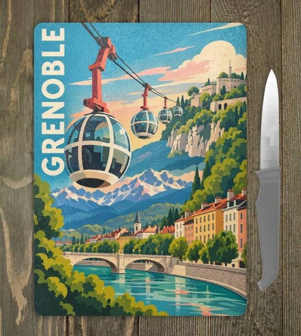 PLANCHE A DECOUPER (ou plateau de présentation) en verre "Grenoble"