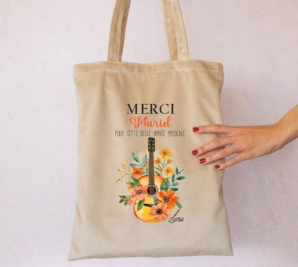 Sac en velours personnalisé, cadeau de fin d'année, prof de musique