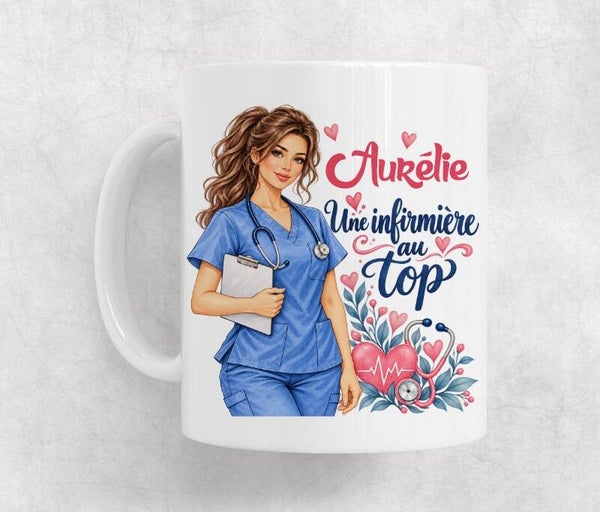 Mug céramique personnalisé - Infirmière au top