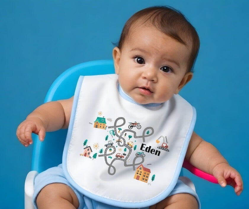 Bavoir personnalisé "véhicules"