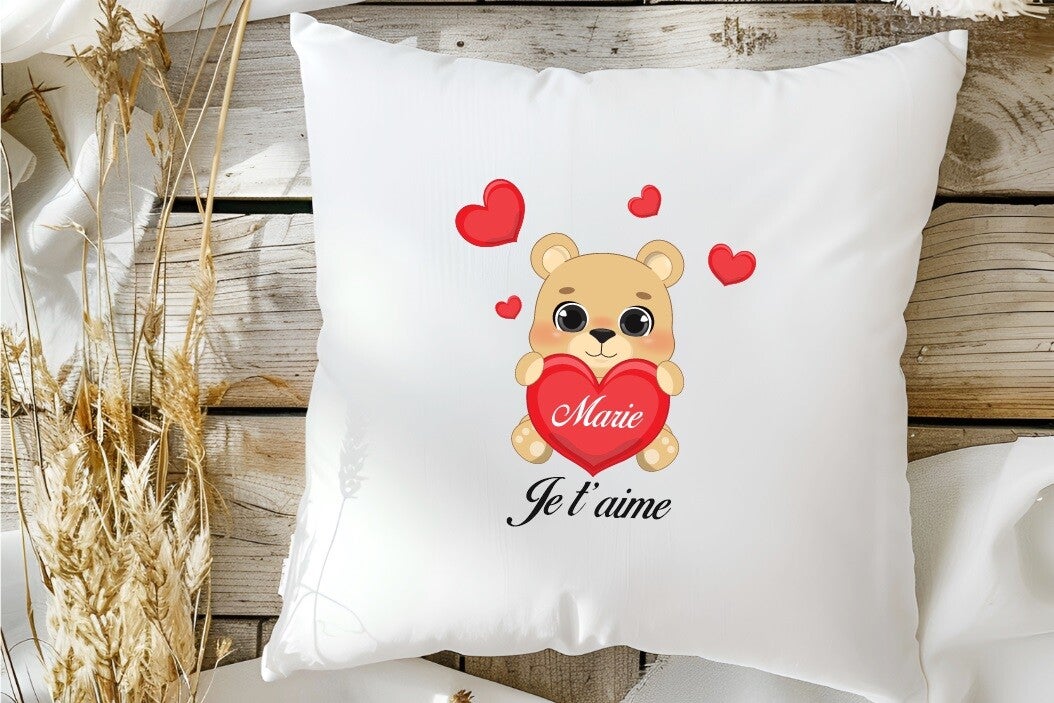 Coussin personnalisé "je t'aime"