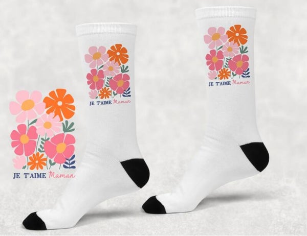 Chaussettes blanches personnalisées femme "Bonne fête Maman"