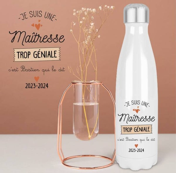 Bouteille isotherme personnalisé spécial cadeau de maîtresse