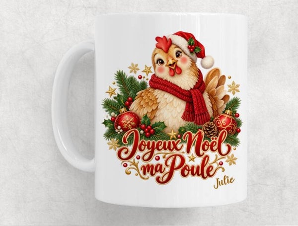 Mug de noël personnalisé - Joyeux noël ma poule