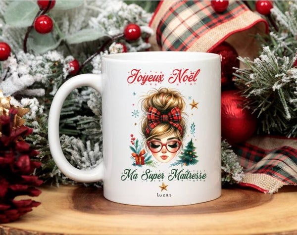 Mug de noël personnalisé - Spécial maîtresse