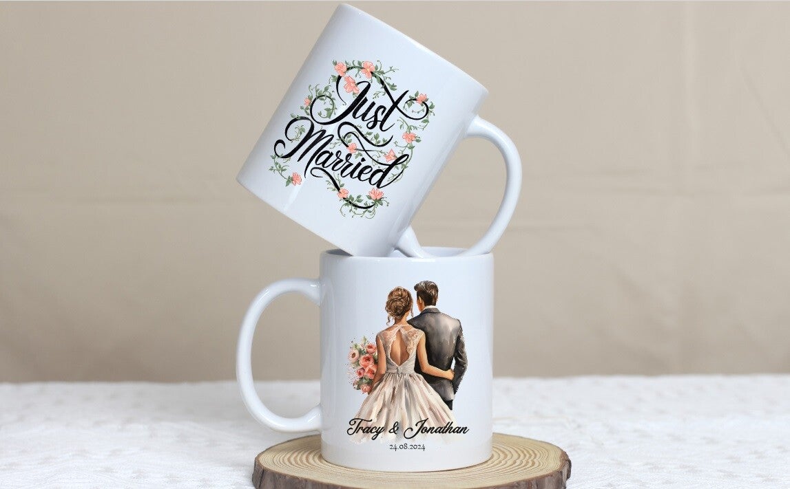 Mug personnalisé spécial mariage "just married"