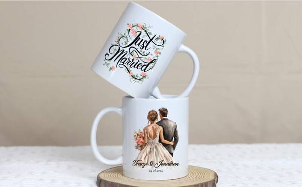 Mug personnalisé spécial mariage "just married"