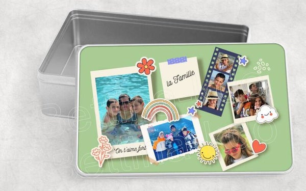 Boîte en métal famille personnalisée avec photos