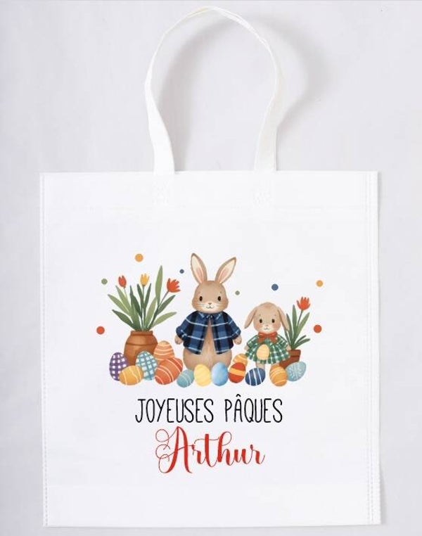 Sac pour la chasse aux œufs personnalisé "lapins"