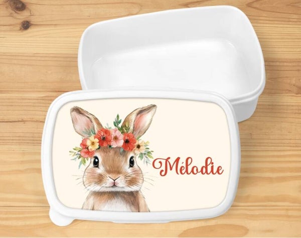 Boîte à goûter personnalisée "lapin", spécial pâques