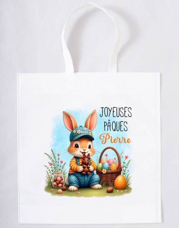 Sac pour la chasse aux œufs personnalisé "lapin"