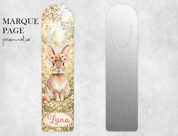 Marque-page enfant personnalisé avec prénom – Lapine