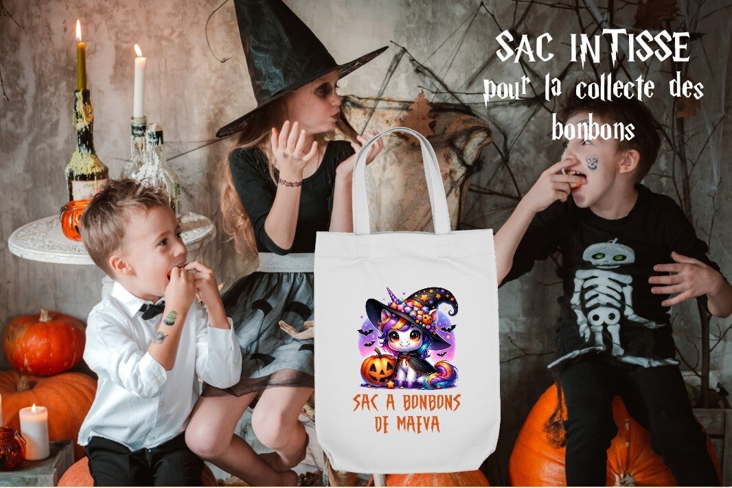 SAC A FRIANDISES "licorne" personnalisé
