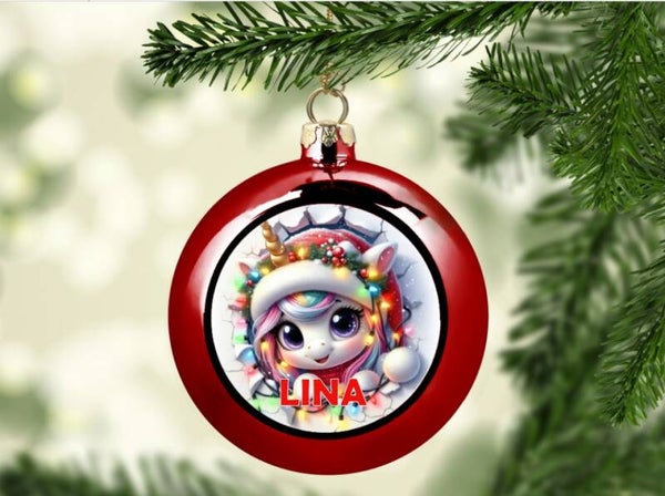 Boule de noël personnalisée - LICORNE