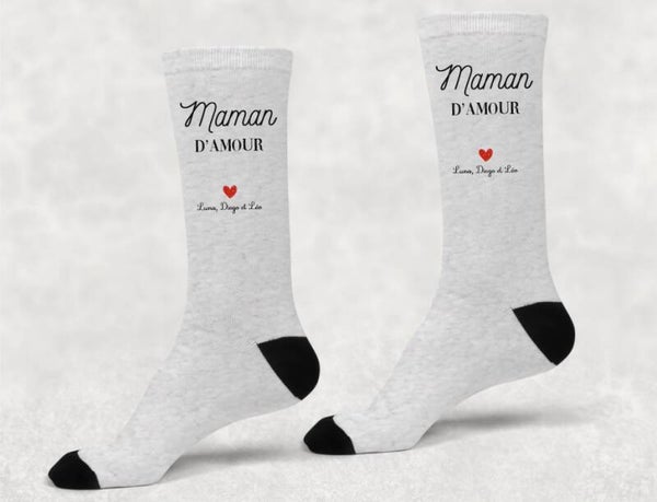 Chaussettes pailletées personnalisées femme "Maman d'amour"