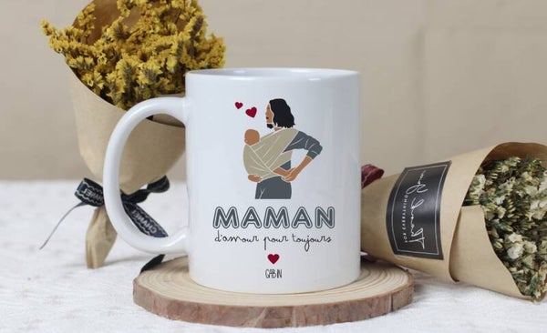 Mug "maman d'amour pour toujours" personnalisé